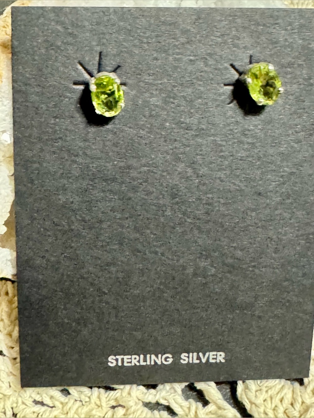 Sterling Silver Peridot Stud Earrings - Bright Green - Picture 2 of 10